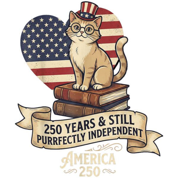 250 Anniversary USA Shirt Book Cute Cat 4th of July T Shirt Thumbnail