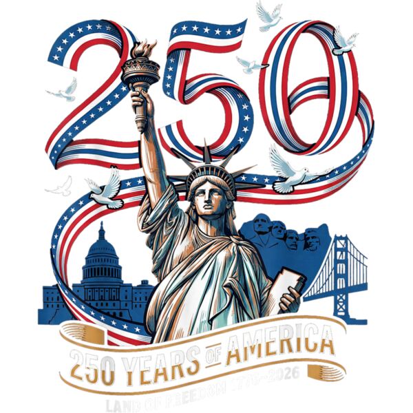 250 Years America Anniversary 1776 2026 Statue of Liberty T Shirt Thumbnail